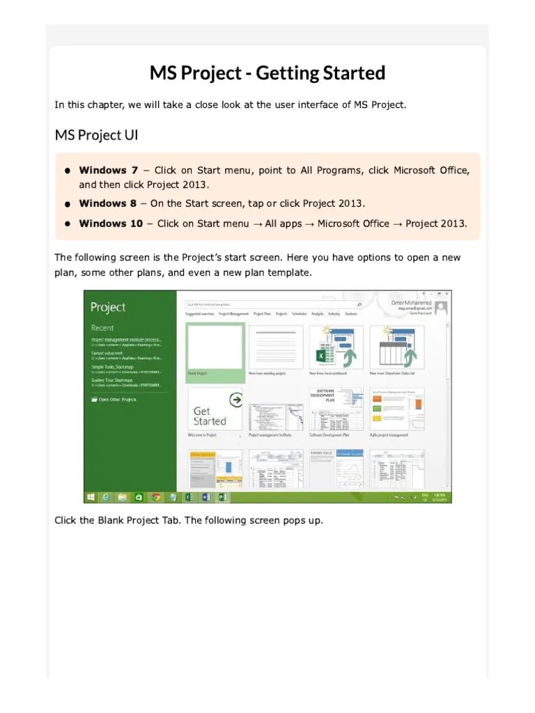 MS Project - Getting Started | PDF