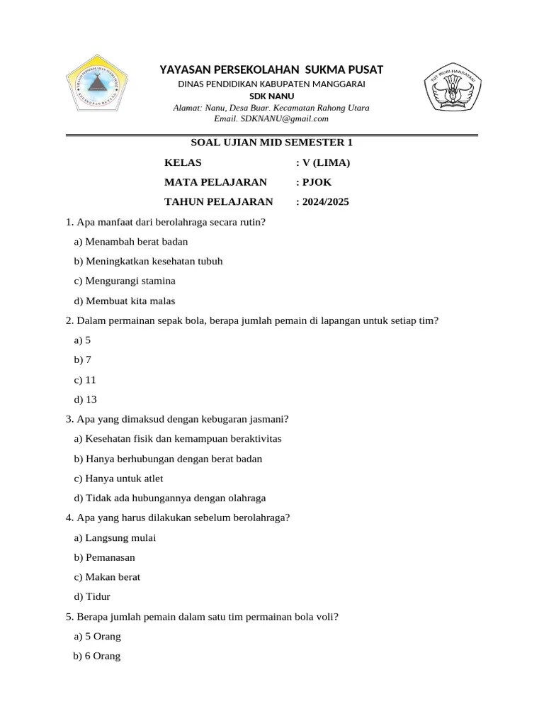 Soal Pjok Kelas 5 | PDF