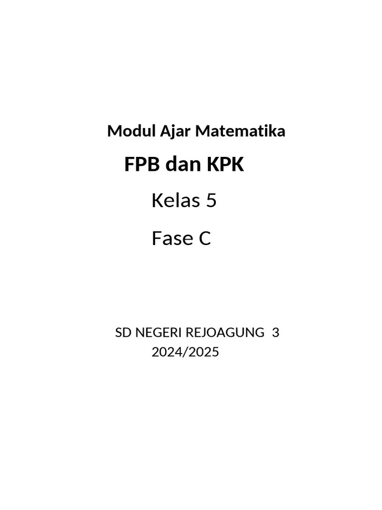 Modul Ajar Kpk Dan Fpb Pdf