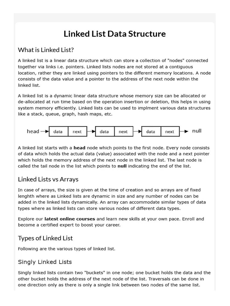 Linked List Data Structure | PDF | Pointer (Computer Programming) | Computing