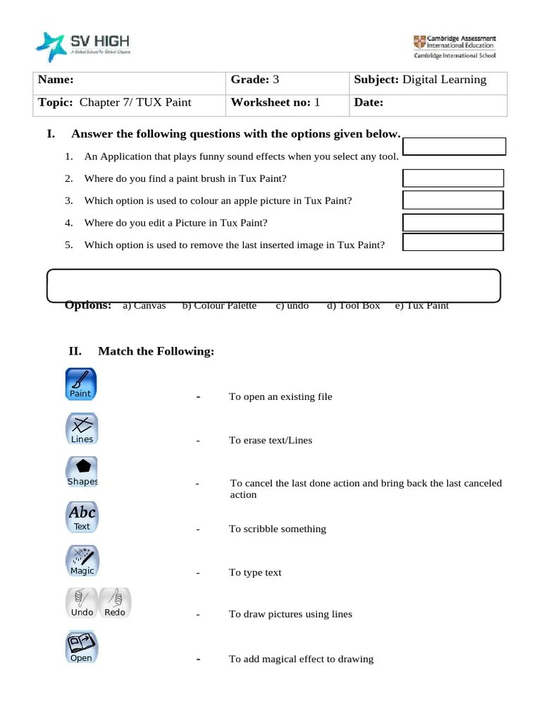 Worksheet G3 Unit Tux Paint | PDF