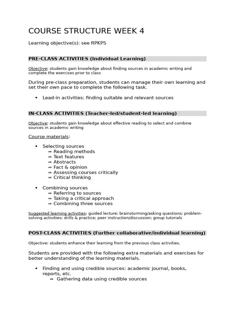 Course Structure Week 4 | PDF