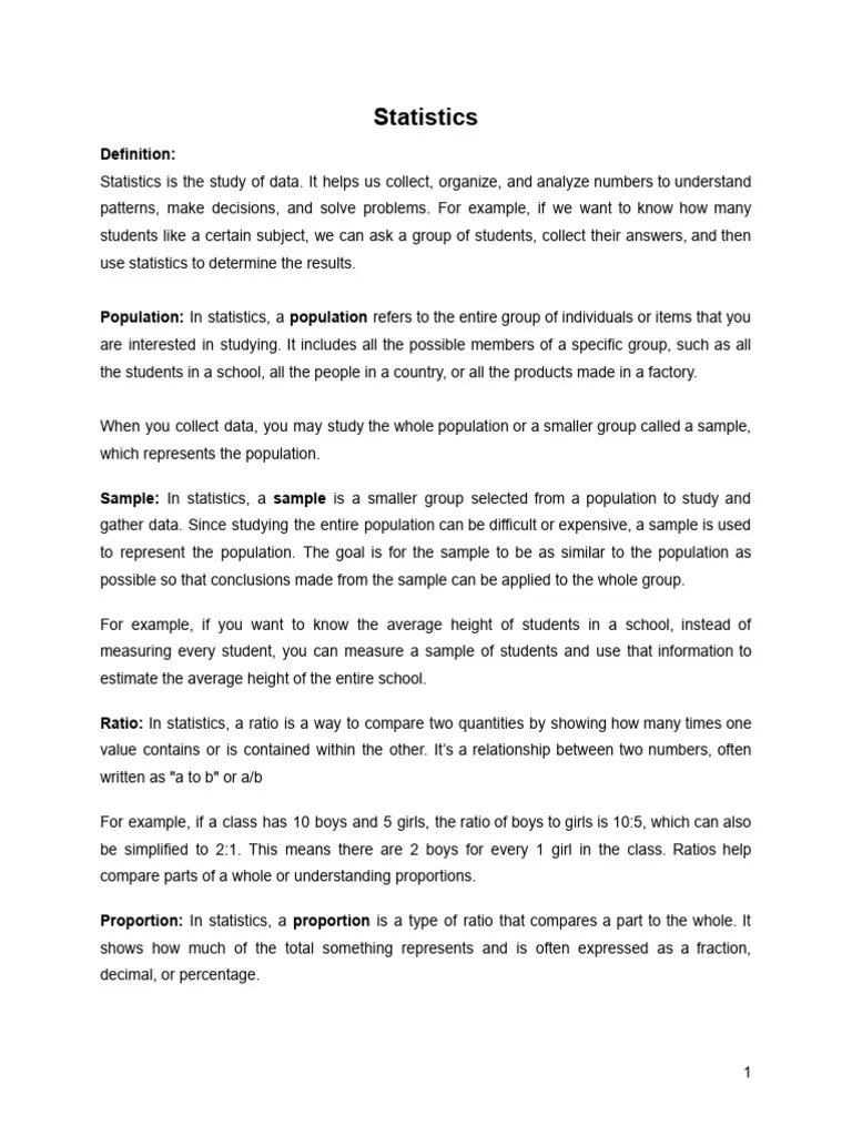 Statistics 1st Year | PDF