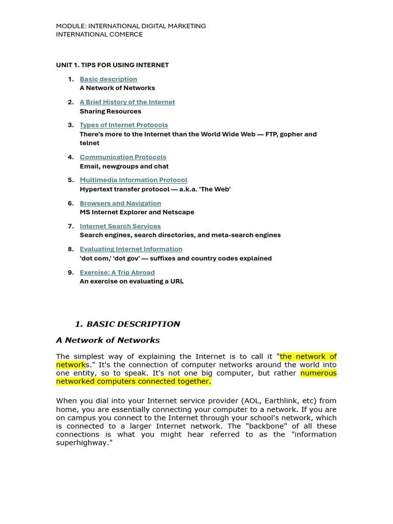 Unit 1 Tips Of Using The Internet | PDF