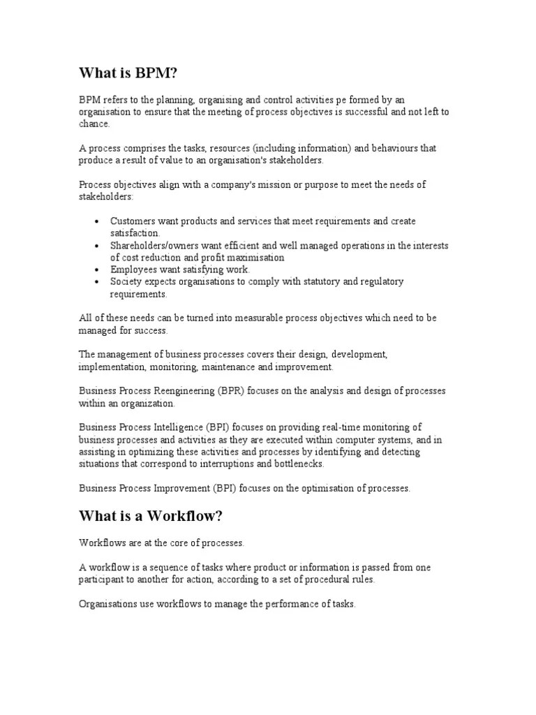 What Is BPM | PDF | Business Process | Business Process Management