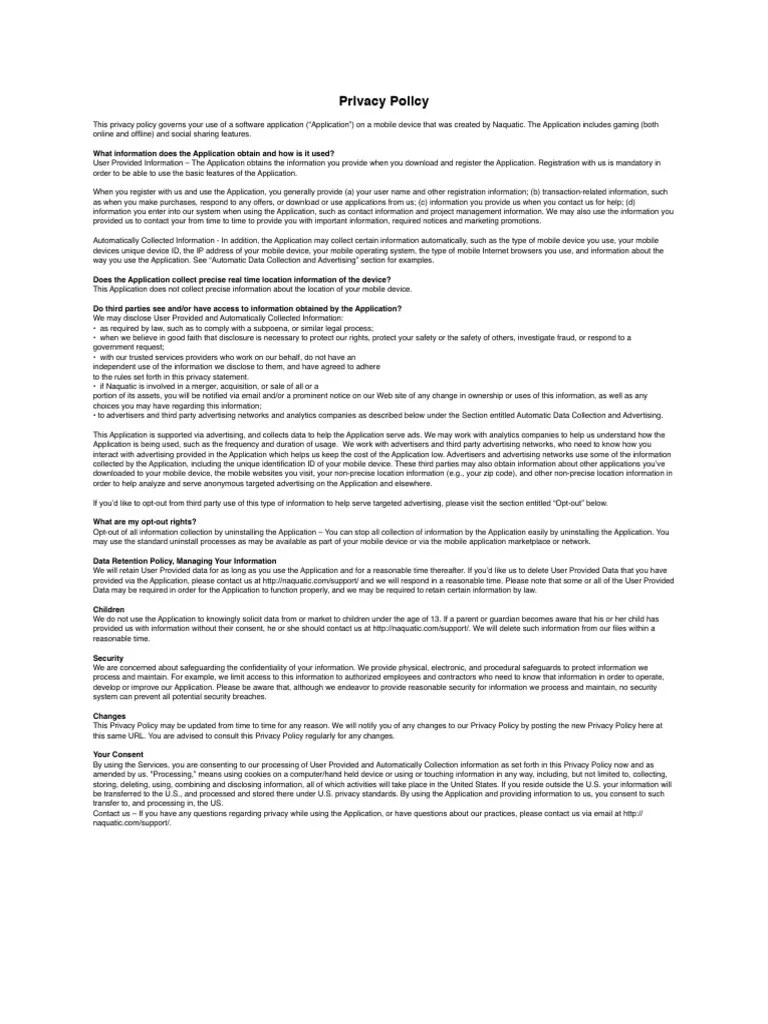 App Privacy Policy | PDF | Internet Privacy | Computers