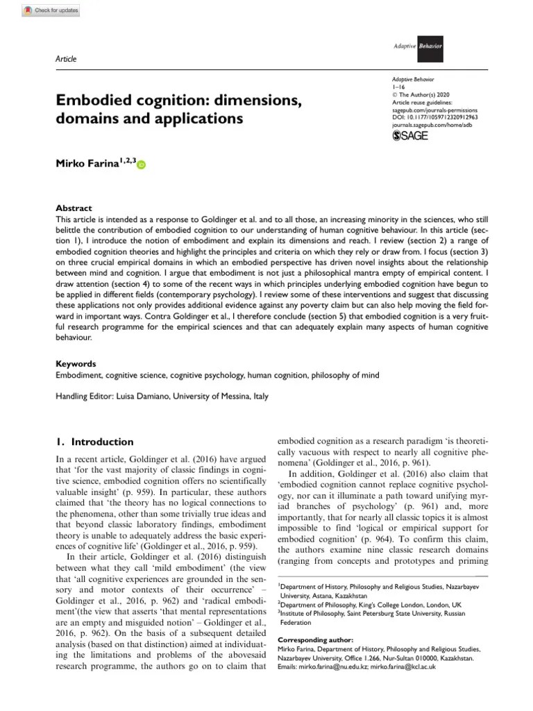 Embodied Cognition | PDF