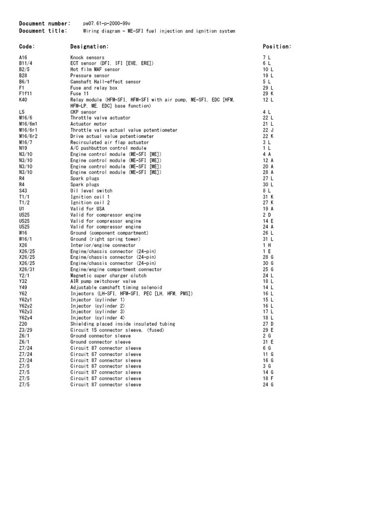 PRE-FACELIFT-Wiring Diagram - ME-SFI Fuel Injection And Ignition System | PDF