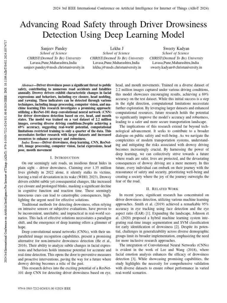 Advancing Road Safety Through Driver Drowsiness Detection Using Deep ...