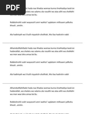 Allahuma sholi ala habibika saydina muhammad wa ala alhi wasohbihi wabarik wasalim ajmain. Mukadimah Doa Pdf