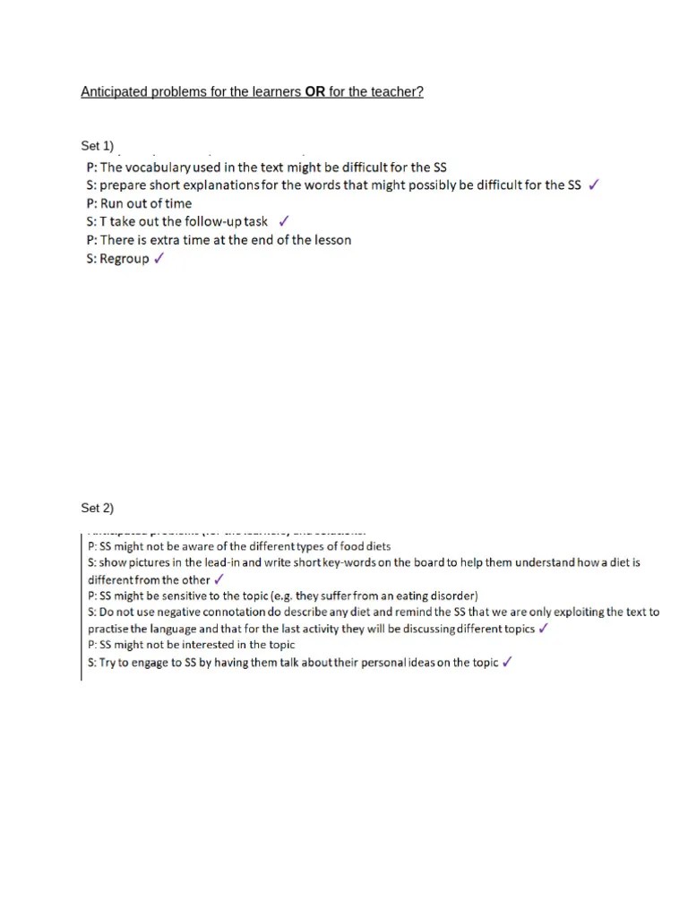 Anticipated Problems For Teacher And Students - Solutions | PDF