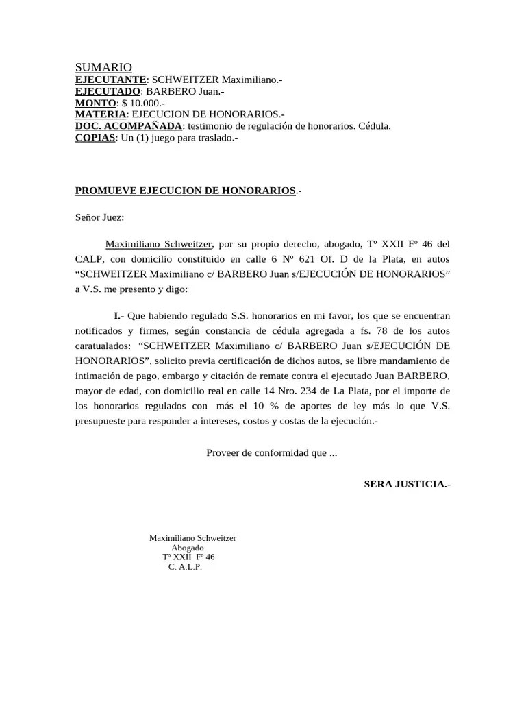 Ejecución De Honorarios | PDF