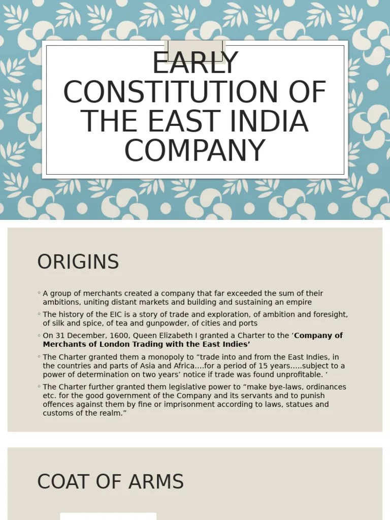 Early Constitution Of The East India Company Pdf