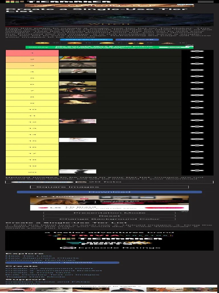 Create A Single-Use Tier List (Private Tier List) - TierMaker | PDF