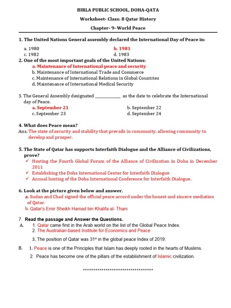 QH Answer Key Worksheet Chapter 9 (1) | PDF