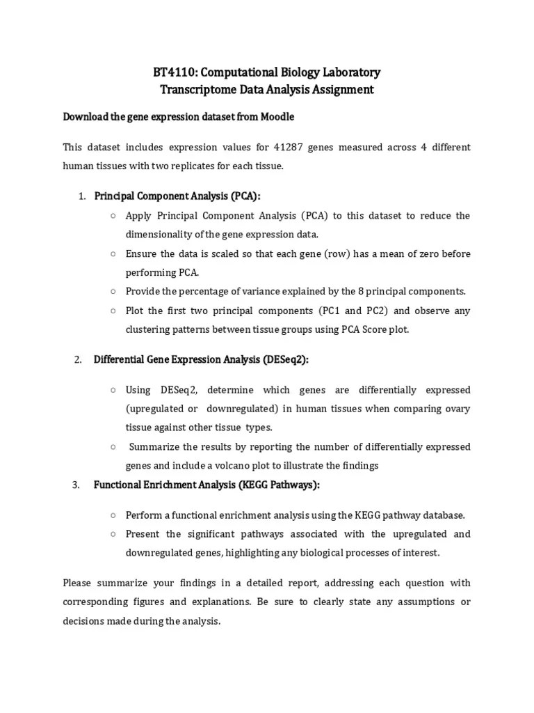 Transcriptomics Data Analysis Interpretation - Assignment | PDF