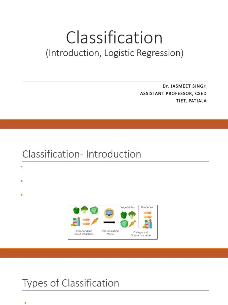 Classification- Introduction , Logistic Regression | PDF