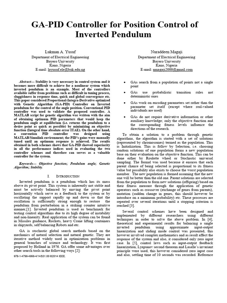 Comparison Of Fuzzy Logic And GA-PID Controller For Position Control Of ...