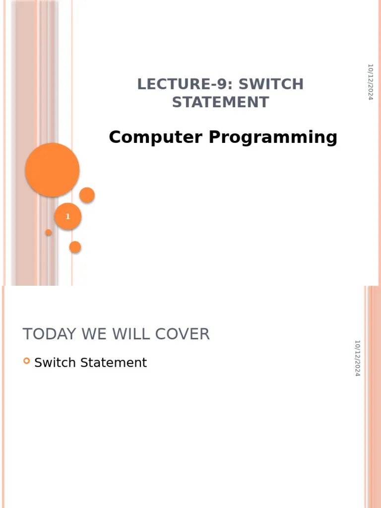 Lecture - 09 (Switch) | PDF | Data Type | Computers