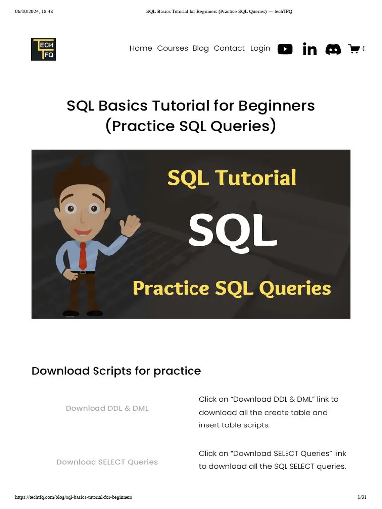 SQL Basics Tutorial For Beginners (Practice SQL Queries) - TechTFQ | PDF