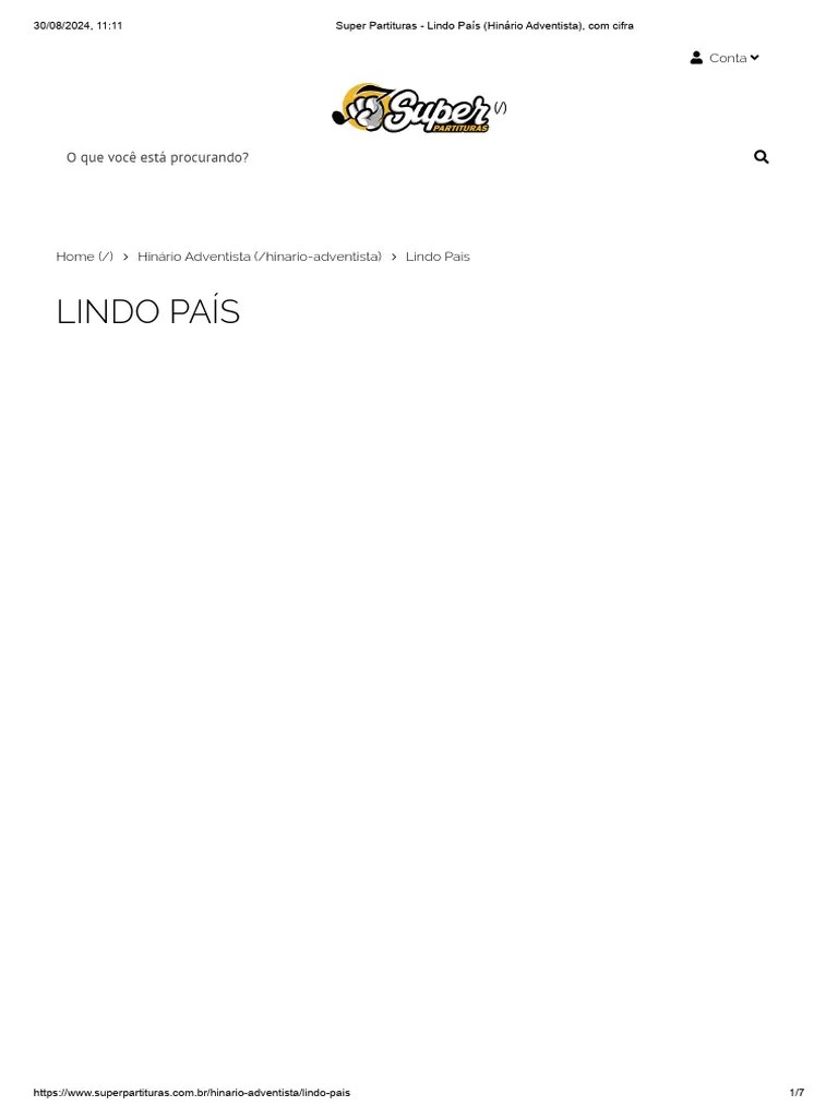 Super Partituras - Lindo País (Hinário Adventista), Com Cifra | PDF