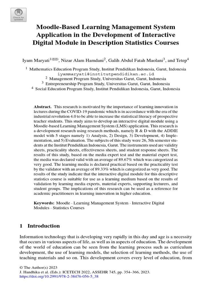 Moodle-Based Learning Management System Applicatio | PDF