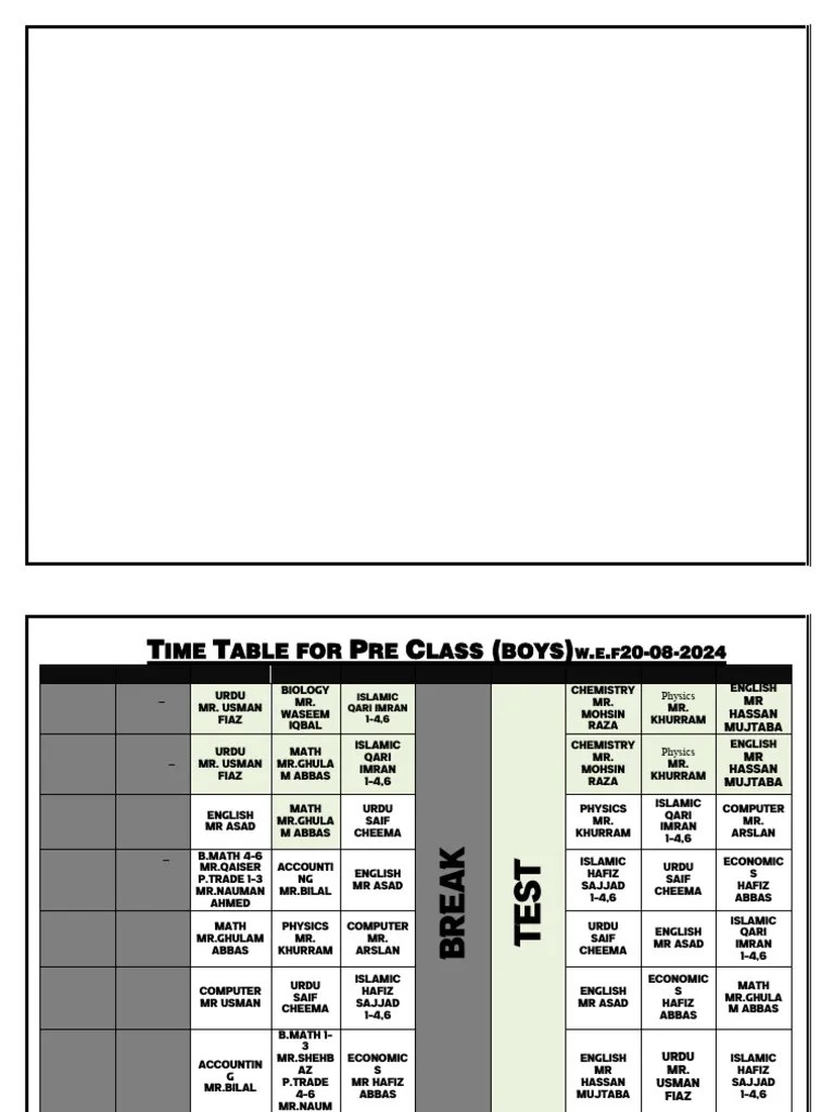 Pdf Time Table Pdf