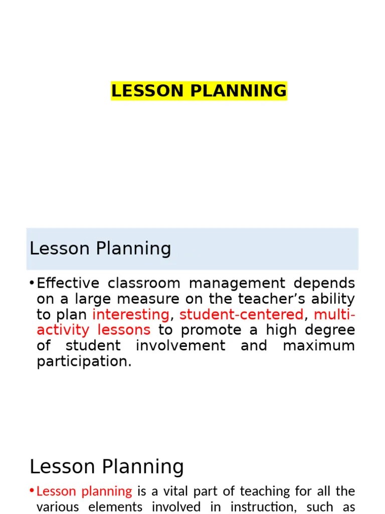 Lesson Planning | PDF