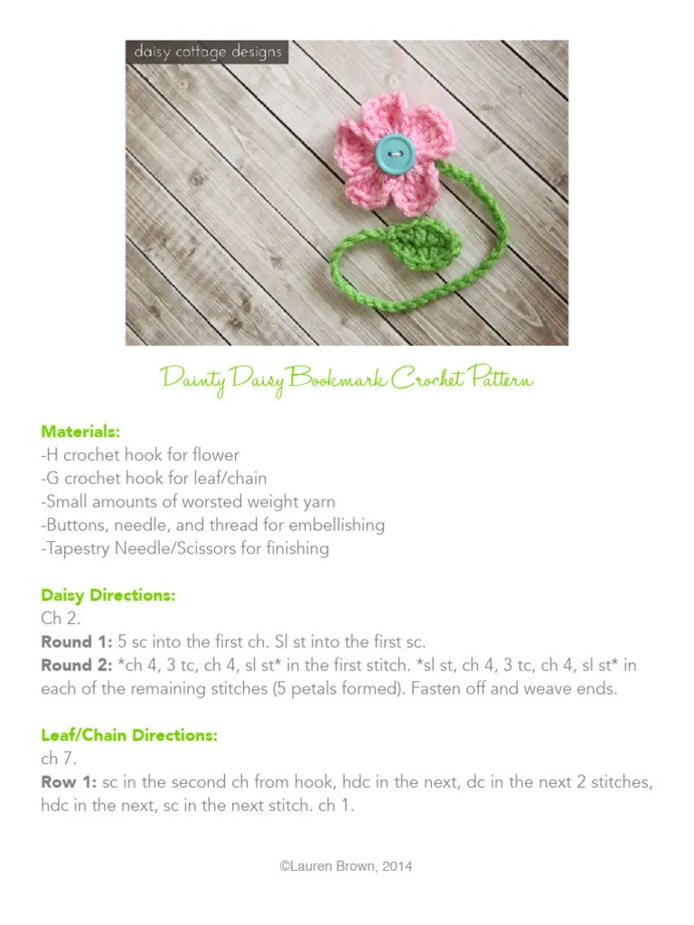 Daisy Bookmark Crochet Pattern | PDF