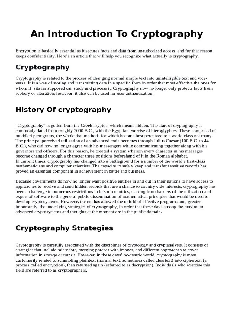 An Introduction To Cryptography | PDF