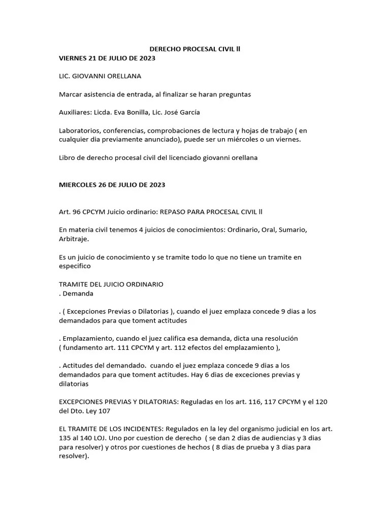 Apuntes Derecho Procesal Civil 2 (1) | PDF