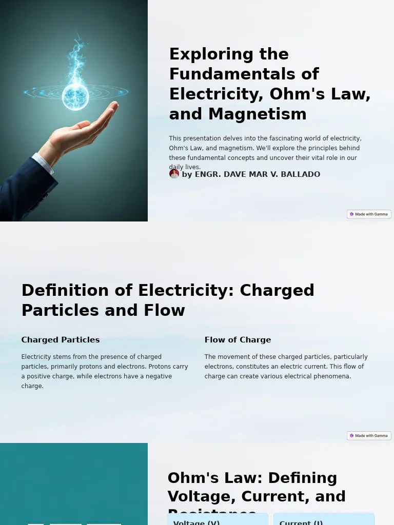 Exploring The Fundamentals Of Electricity Ohms Law And Magnetism | PDF ...