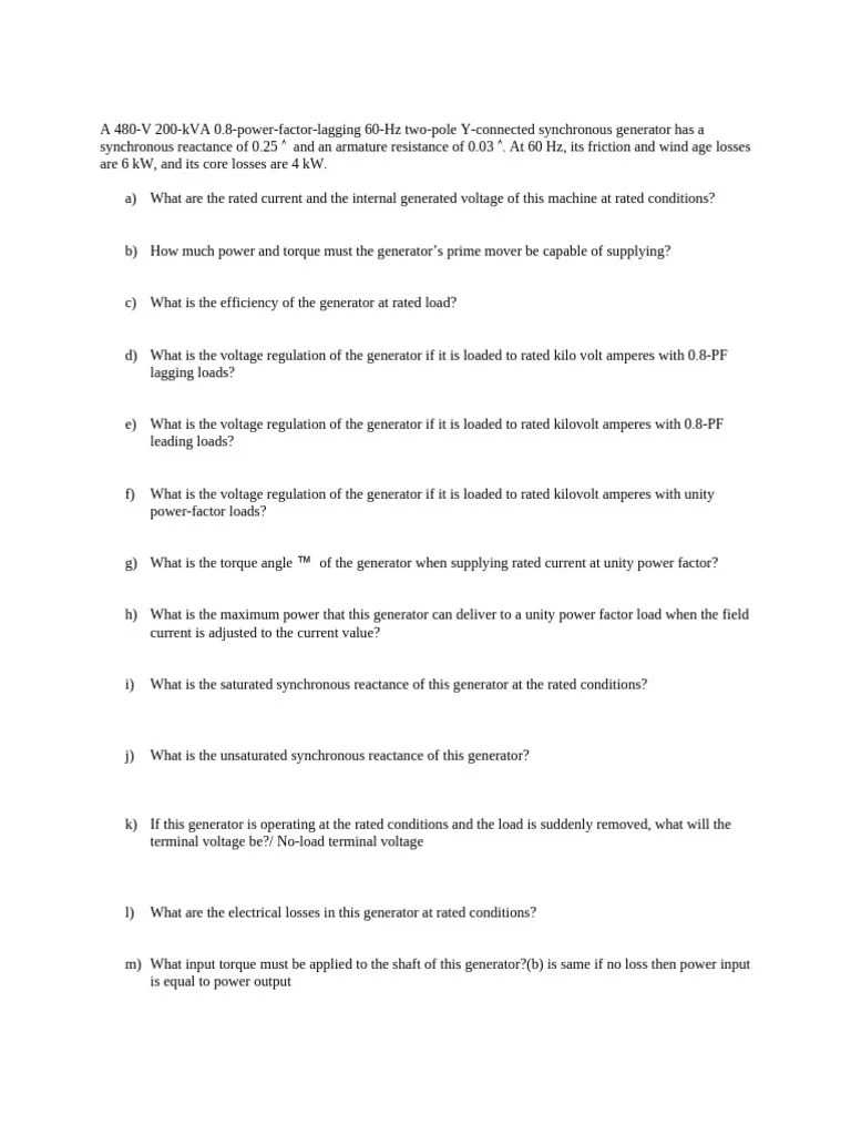 Synchronous Machine Problem | PDF