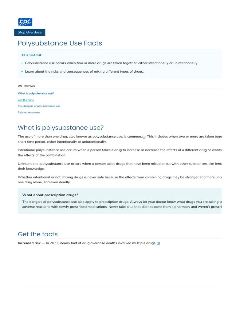 Polysubstance Use Facts - Stop Overdose - CDC | PDF | Drug Overdose ...