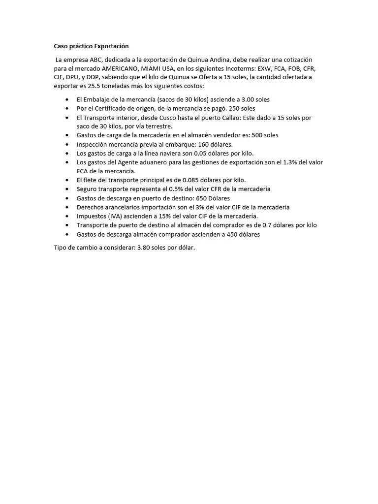 Caso Practico De Exportación | PDF