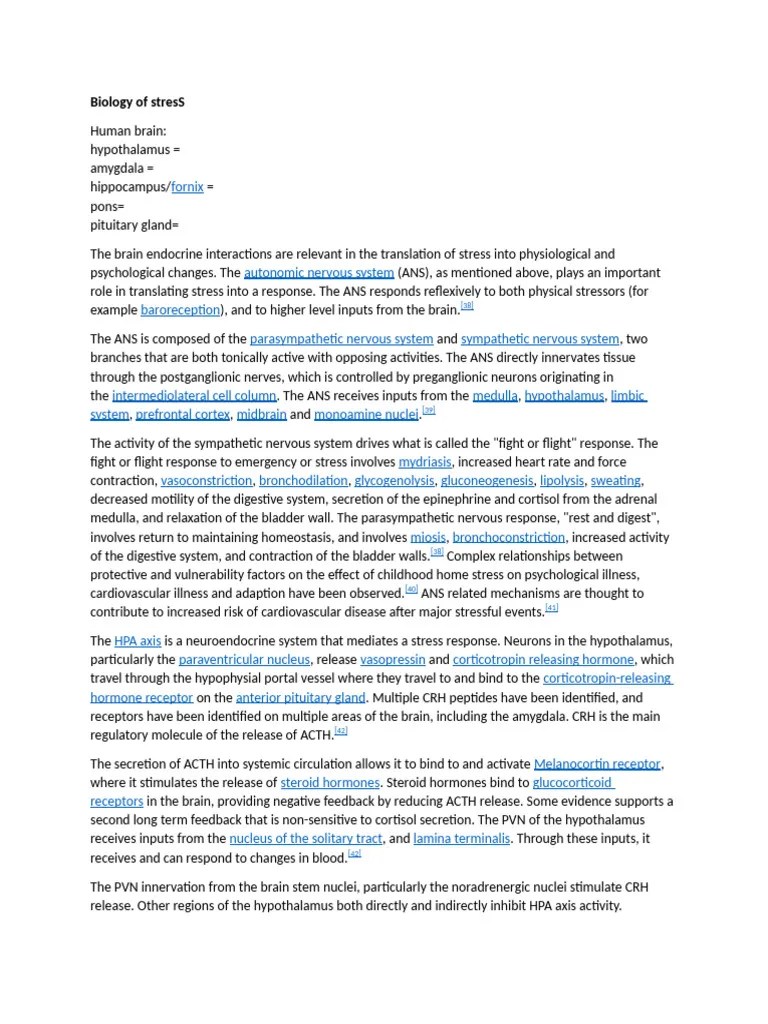 Biology Of Stress | PDF | Stress (Biology) | Adrenocorticotropic Hormone