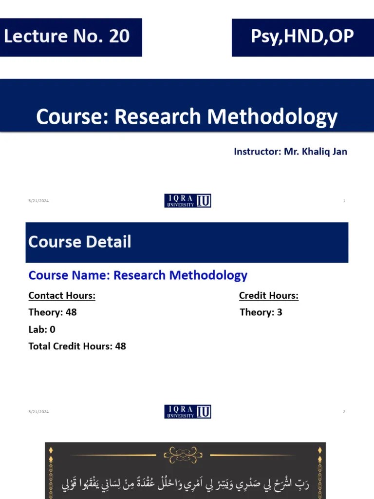 Research Methodology Lecture 20 | PDF