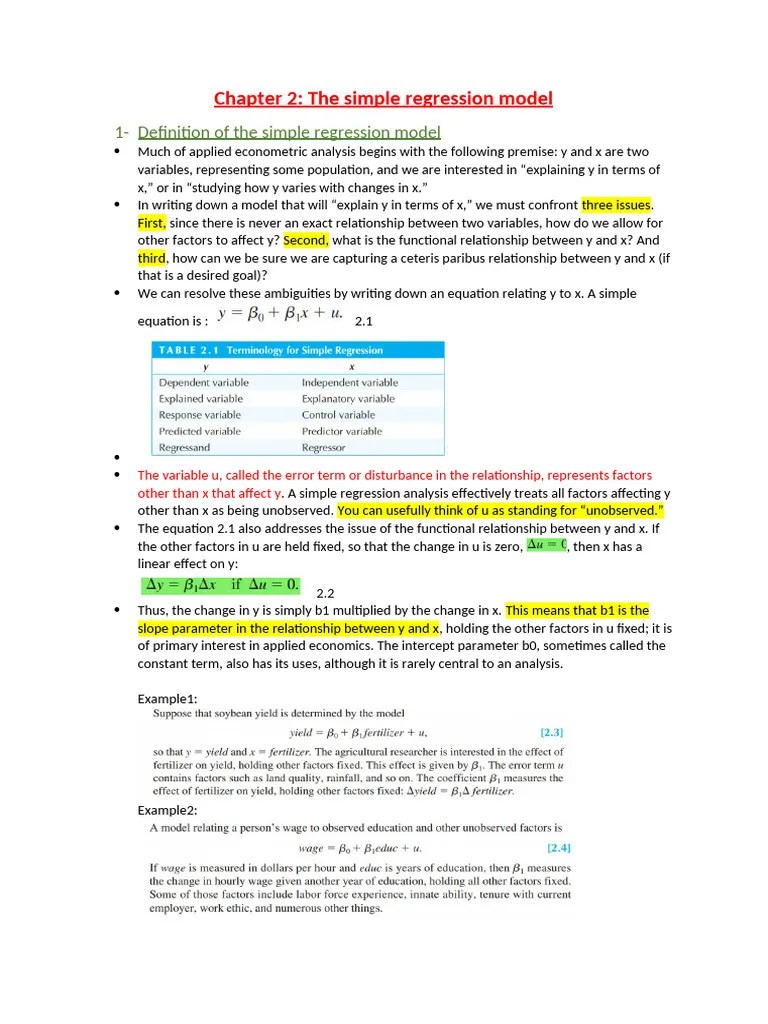 Chapter 2 Econometrics | PDF