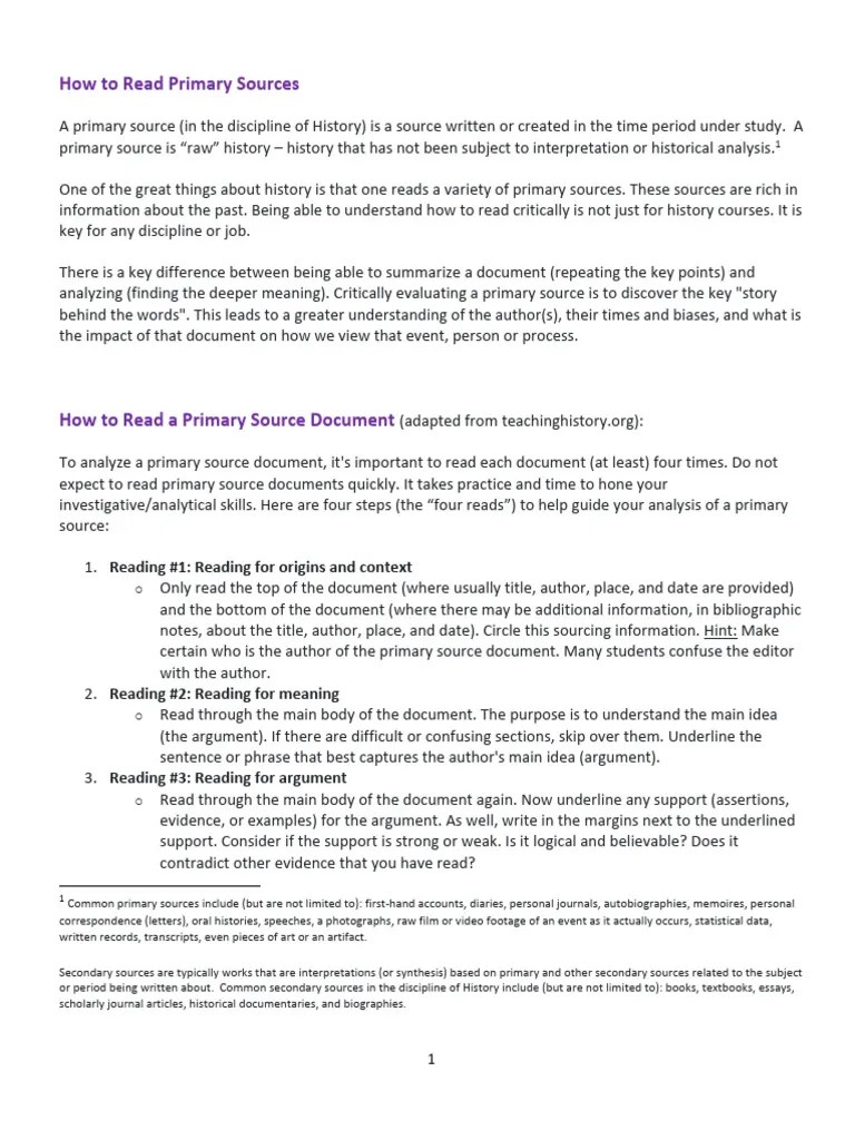 How To Read Primary Sources | PDF | Primary Sources | Human Communication