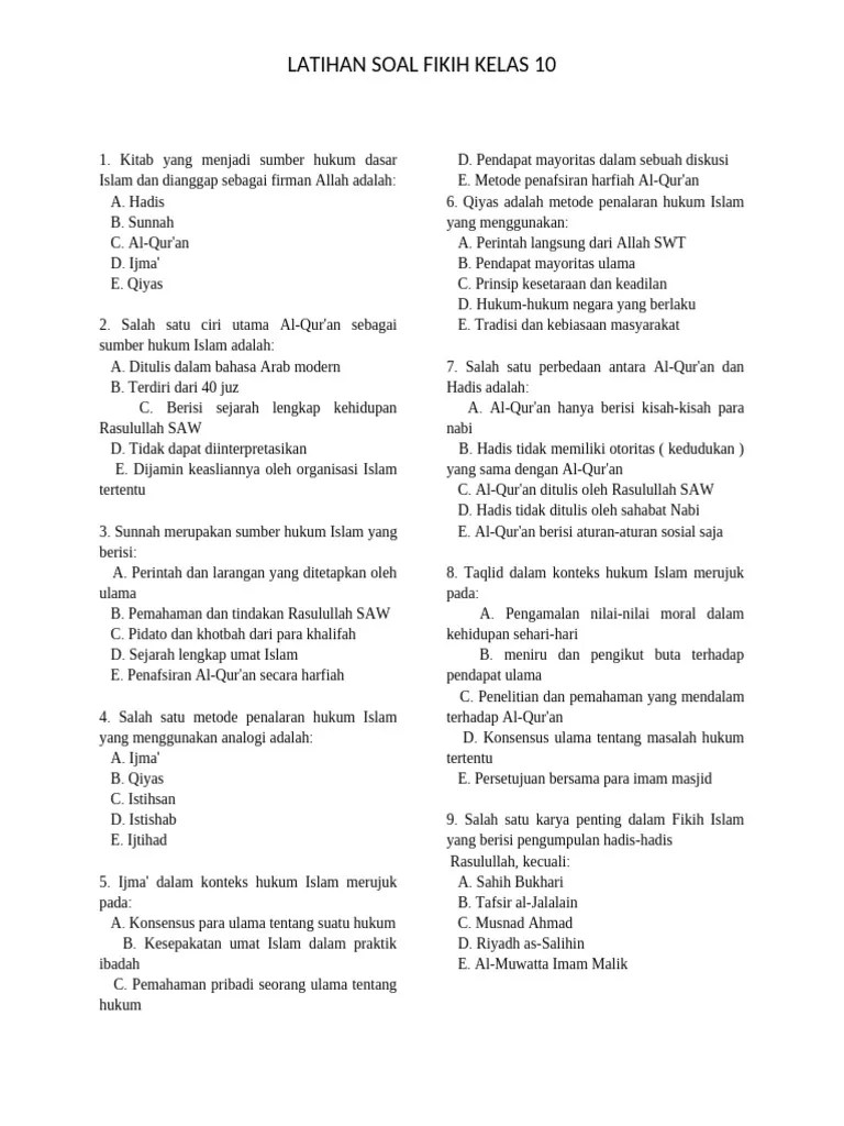 LATIHAN SOAL FIKIH | PDF