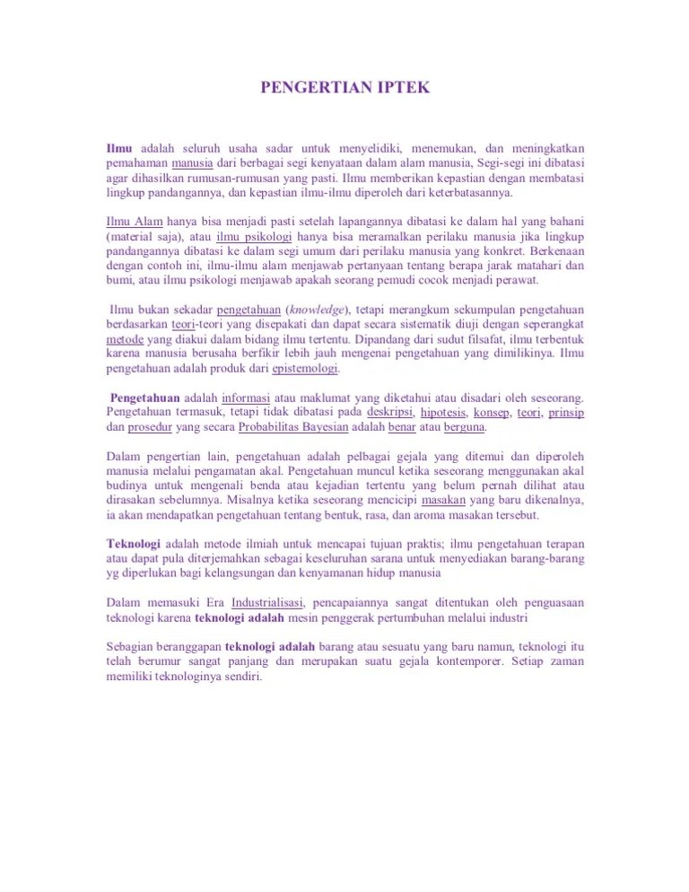 Pengertian Iptek | PDF