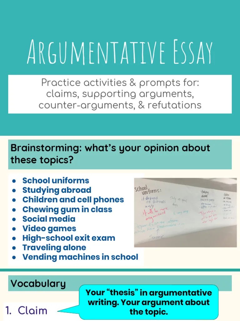 Argumentative Writing Activities | PDF