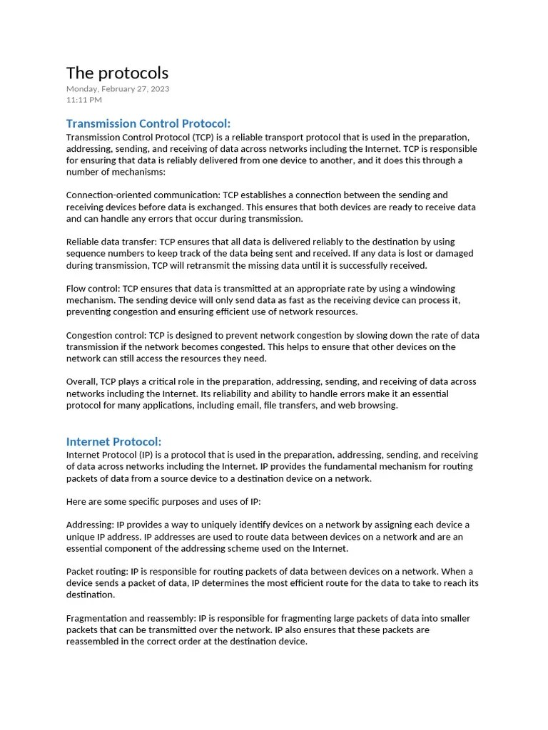 The Protocols | PDF | Internet Protocols | Computer Network