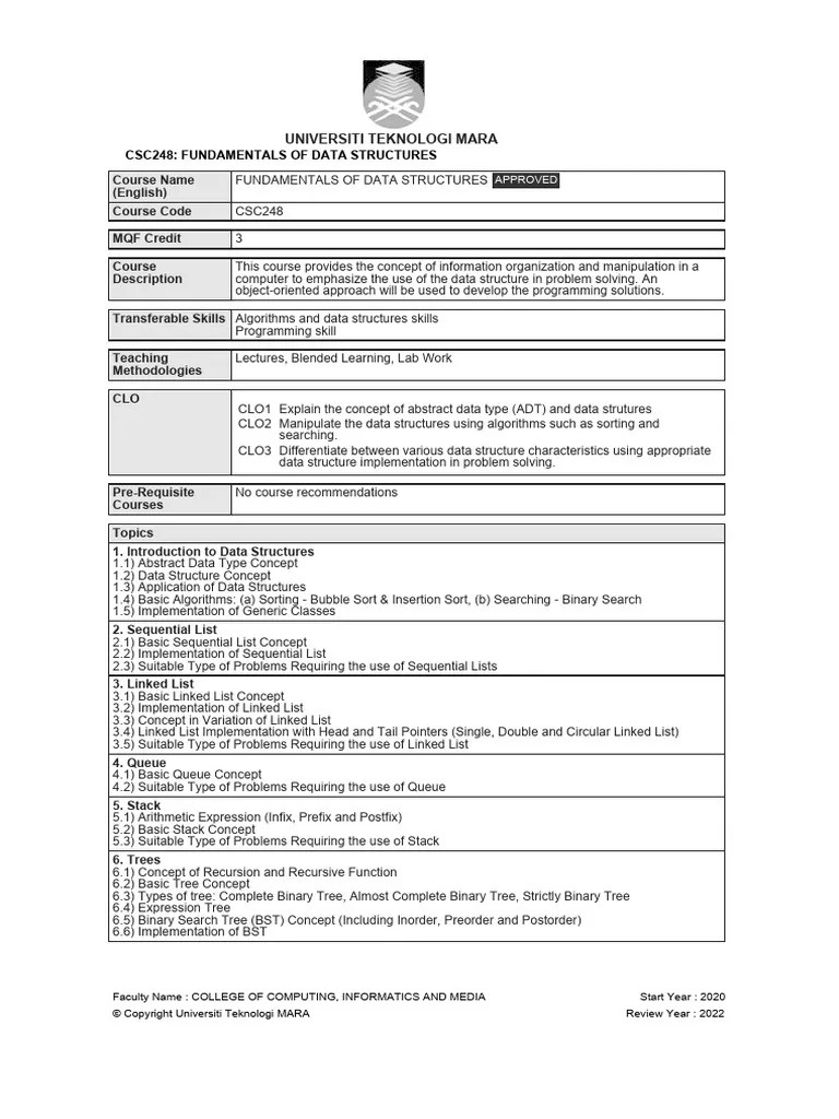 Fundamental Of Data Structure | PDF