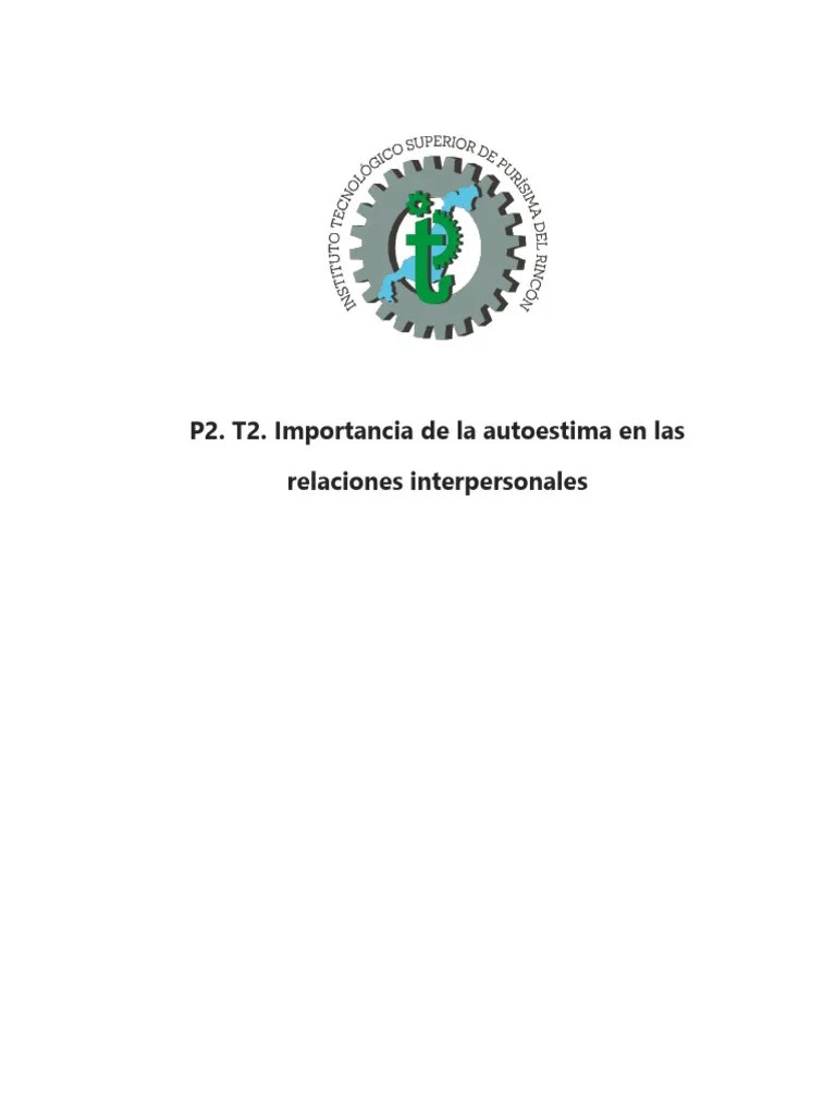 P2. T2. Importancia Del Autoestima En Las Relaciones Interpersonales | PDF