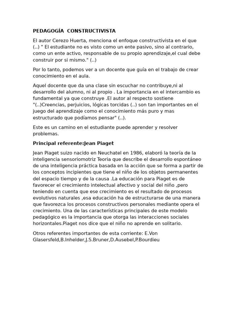 Pedagogía Constructivista | PDF