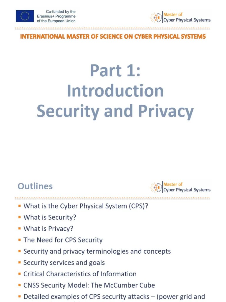 MS@CPS Security And Privacy - Part 1 Introduction - Security And Privacy | PDF