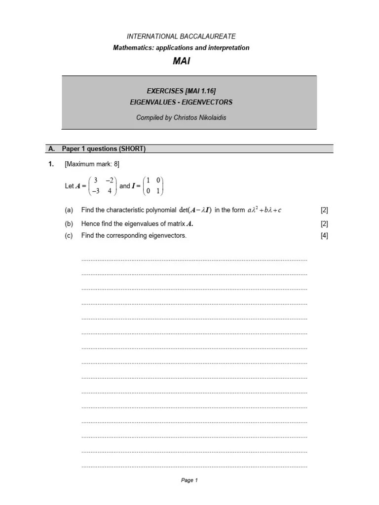 [MAI 1.16] EIGENVALUES - EIGENVECTORS | PDF
