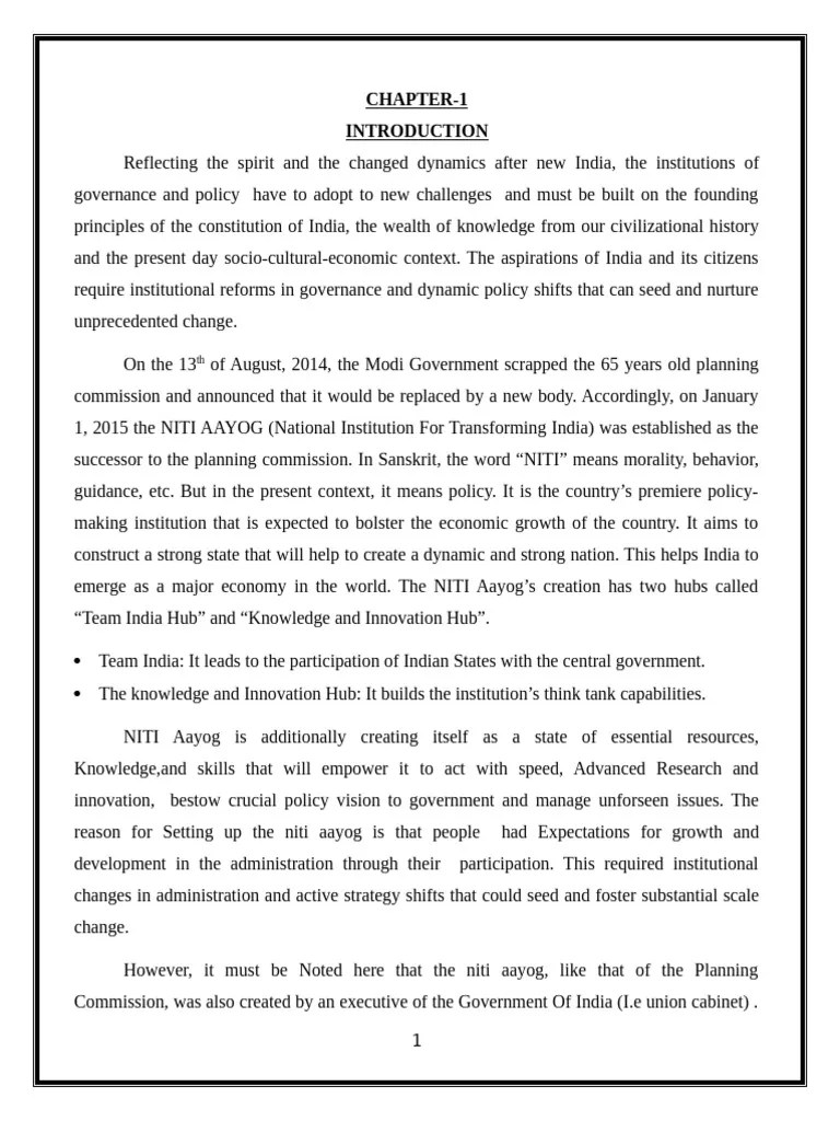 ROLE OF NITI AAYOG IN THE DEVELOPMENTAL PROCESS IN INDIA | PDF