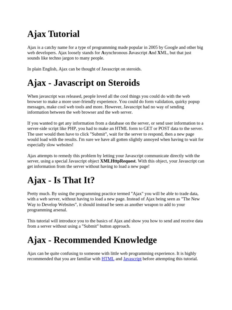 Ajax Tutorial | PDF